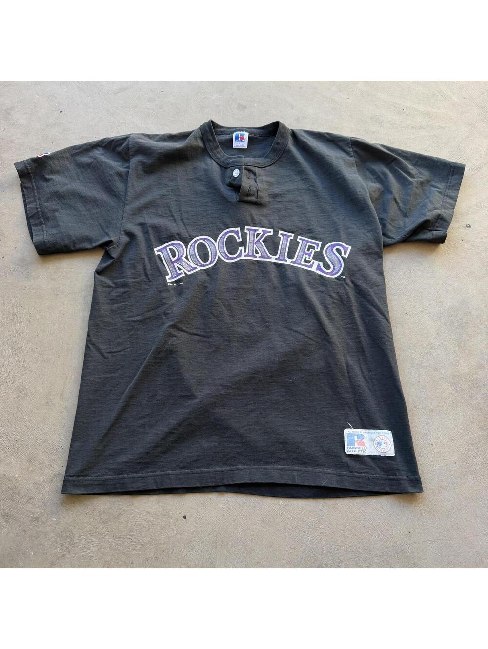 Vintage 90s Colorado Rockies Russell Athletic Henley Shirt